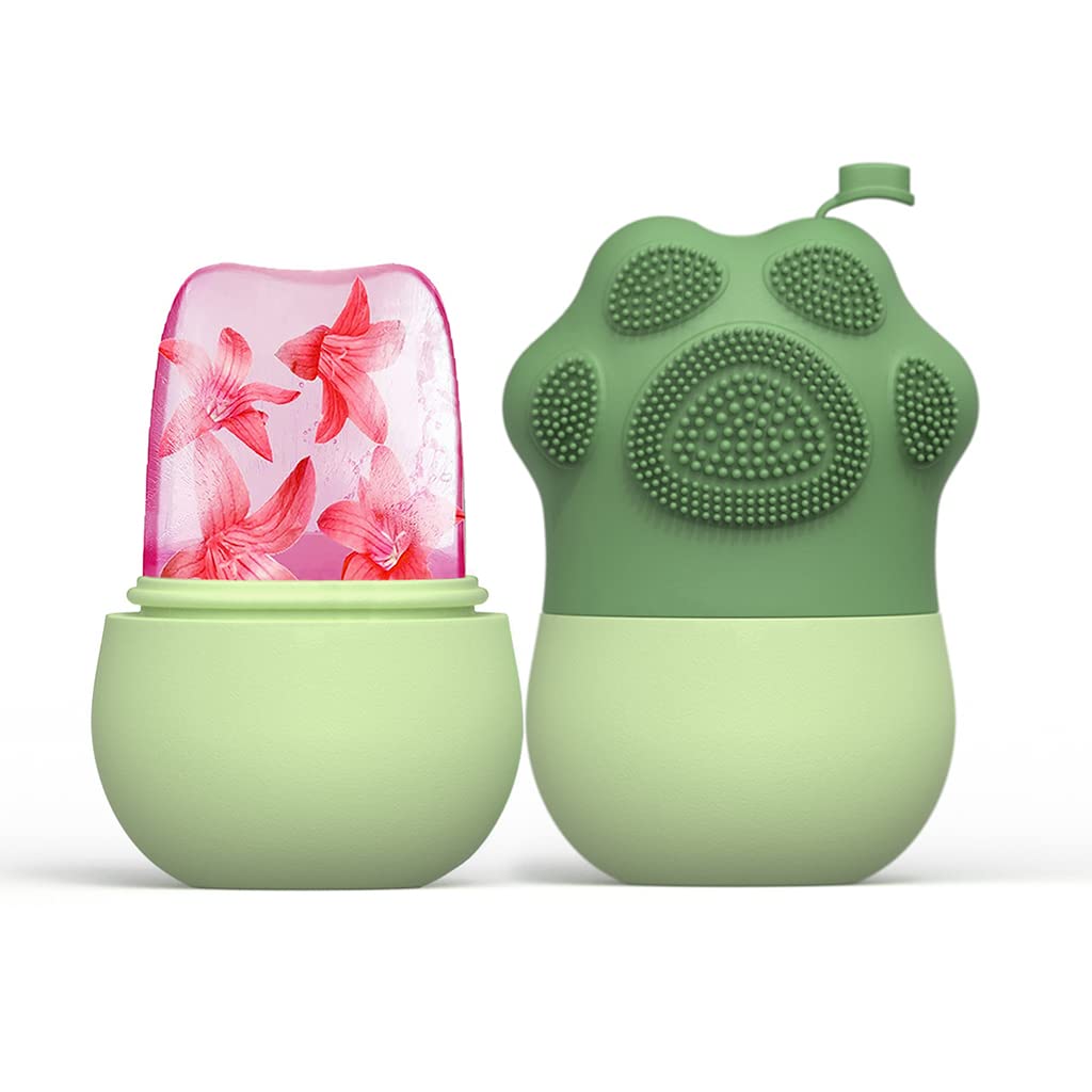 MAYCREATE Ice Roller for Face Massage & Eye, Anti-Leak Silicone Ice Face Roller Ice Mould With Cleansing Brush, Ice Facial Roller for Eliminate Edema & Calm Skin, Shrink Pore, Women Skin Care (Green) MAYCREATE Ice Roller for Face Massage & Eye, Anti-Leak Silicone Ice Face Roller Ice Mould With Cleansing Brush, Ice Facial Roller for Eliminate Edema & Calm Skin, Shrink Pore, Women Skin Care (Green)